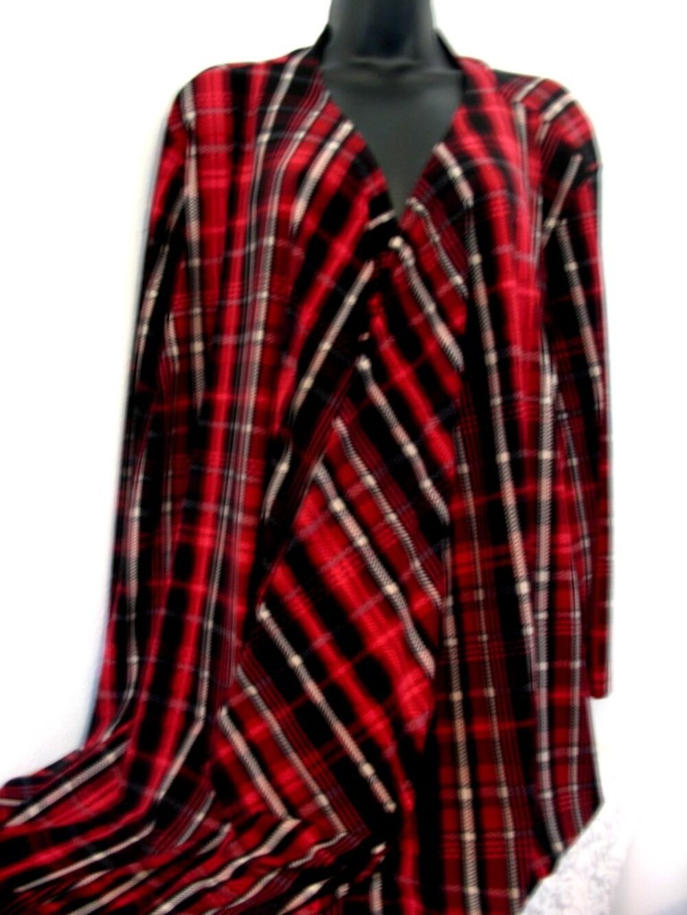 Avenue Women’s Kimono Duster Top 4X Boho/Plaid Fushia/Black - Picture 15 of 16